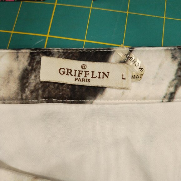 Marble Print Front Zipper Miniskirt - Size L - Picture 4 of 4